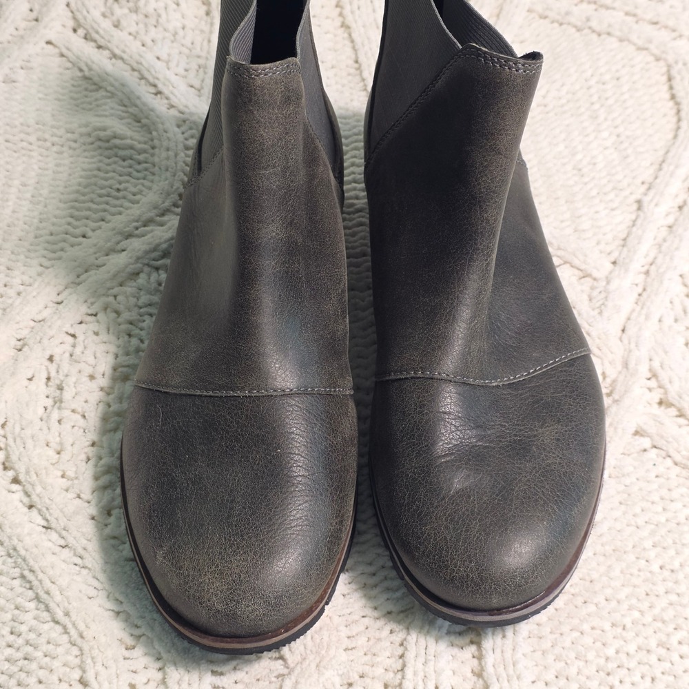 Sorel Harlow Chelsea Boots Gray Leather Waterproof Ankle Booties Womens 7.5 - Picture 3 of 6